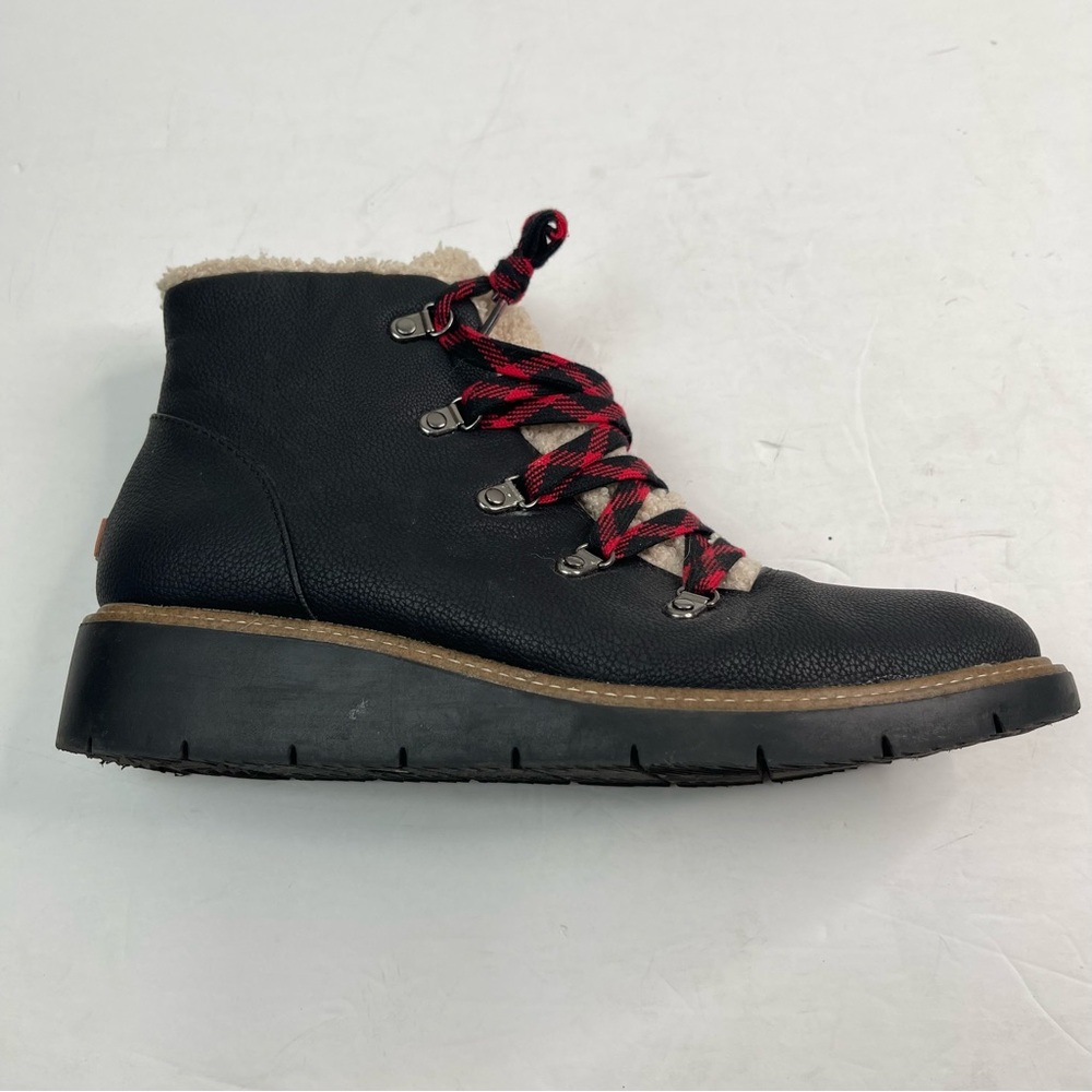 Dr. Scholls Ankle Boots Womens So Cozy Winter Hiking Lace Up Sherpa Black us 9.5